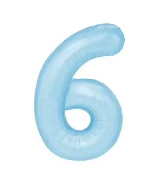 PartyPal Cijferballon 6 Licht blauw | 100cm