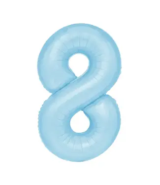 PartyPal Cijferballon 8 Licht blauw | 100cm