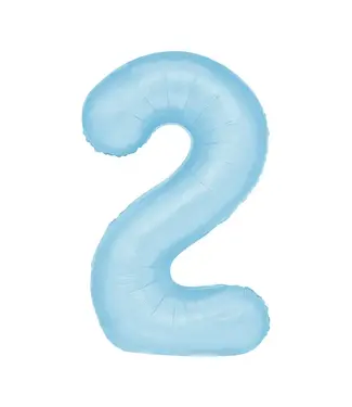 PartyPal Cijferballon 2 licht blauw | 100cm