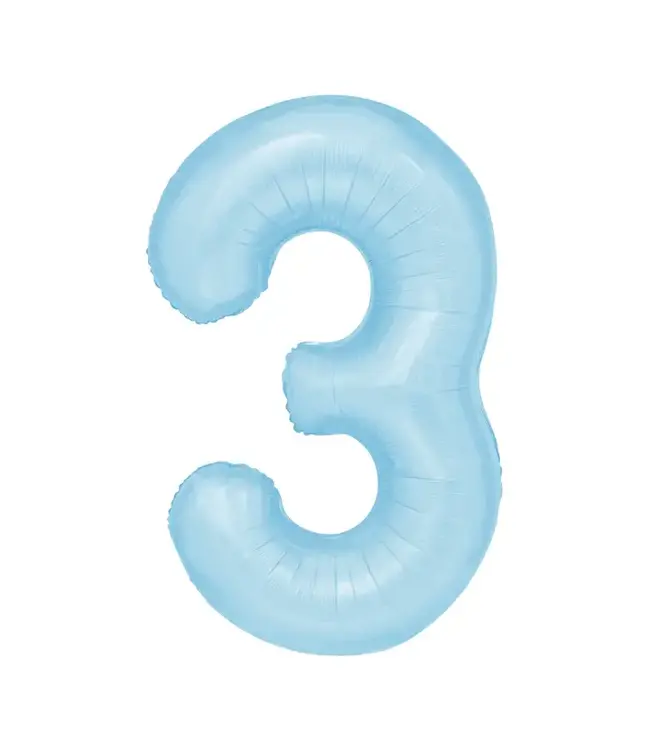 Cijferballon 3 licht blauw | 100cm