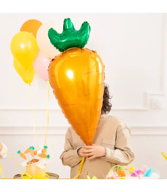 Wortel folieballon oranje-groen | 42x91cm