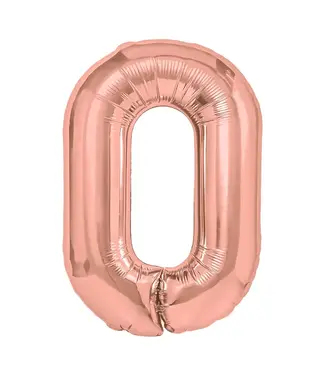 PartyPal Cijferballon 0 RosÃ© goud | 100cm