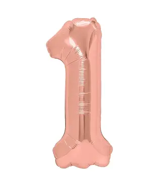 PartyPal Cijferballon 1 RosÃ© goud | 100cm