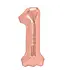 Cijferballon 1 Rosé goud | 100cm