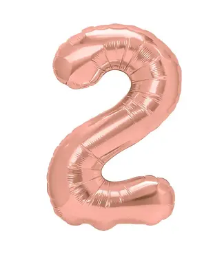 PartyPal Cijferballon 2 RosÃ© goud | 100cm