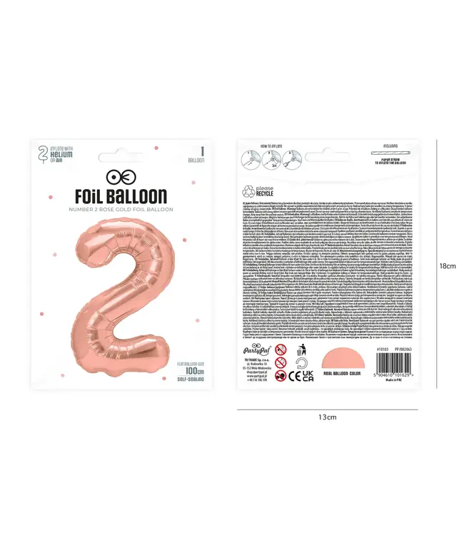 Cijferballon 2 Rosé goud | 100cm