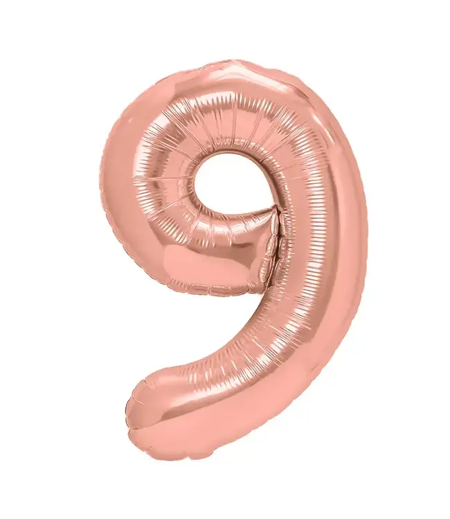 Cijferballon 9 Rosé goud | 100cm