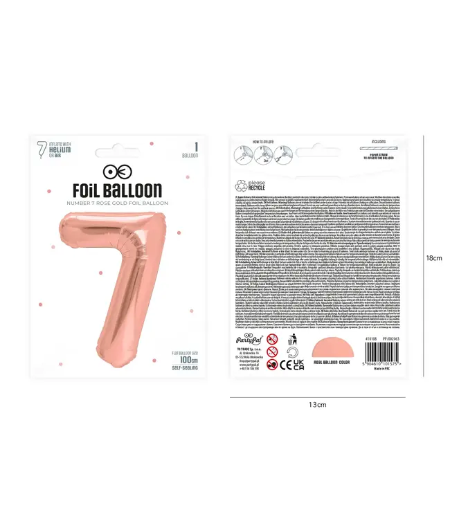 Cijferballon 7 Rosé goud | 100cm