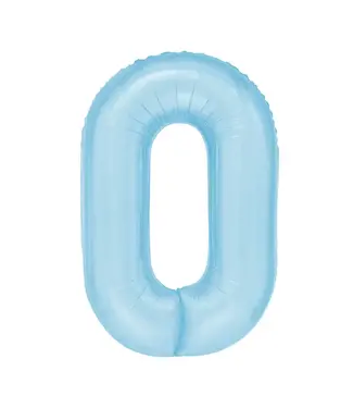 PartyPal Cijferballon 0 Licht blauw | 100cm