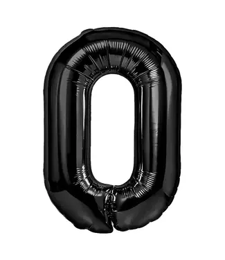 PartyPal Cijferballon 0 Zwart | 100cm