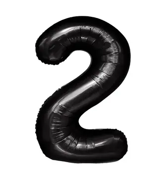 PartyPal Cijferballon 2 Zwart | 100cm