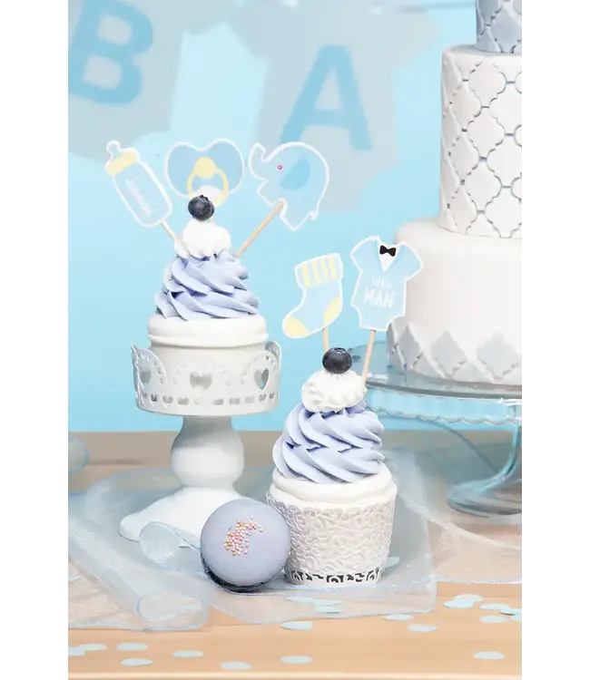 Taarttoppers Babyshower olifant blauw | 5 stuks | ca 10cm