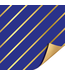 Cadeaupapier streep blauw goud / Goud | 70cm x 2m | Dubbelzijdig