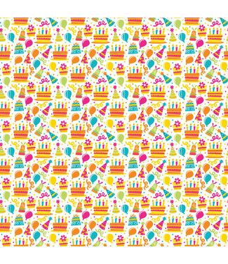 KP Cadeaupapier Birthday hats & cakes | 70cm x 2m