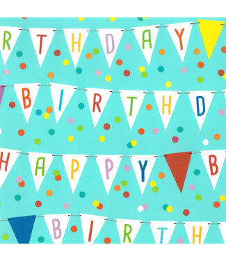 KP Cadeaupapier Happy Birthday vlaggetjes | 70cm x 2m