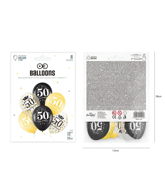 Ballonnenmix 50 Happy Birthday | 6 stuks