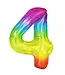 Cijferballon 4 Regenboog | 100cm