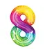 Cijferballon 8 Regenboog | 100cm