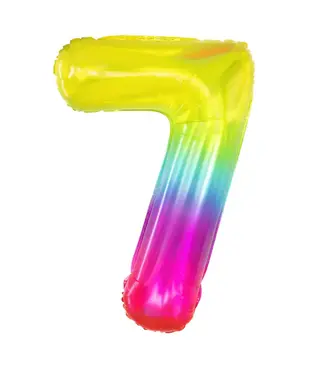 PartyPal Cijferballon 7 Regenboog | 100cm