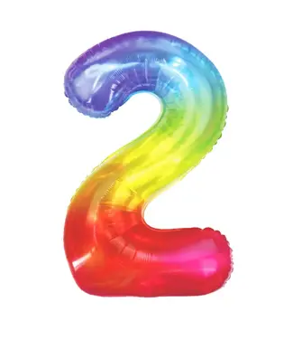 PartyPal Cijferballon 2 Regenboog | 100cm