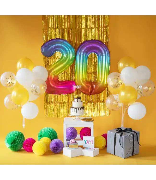 Cijferballon 2 Regenboog | 100cm