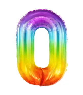PartyPal Cijferballon 0 Regenboog | 100cm