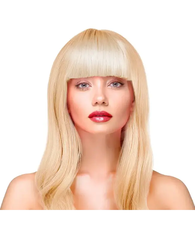 Pruik lang haar pony | blond