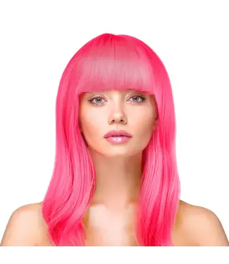 PartyPal Pruik lang haar | Neon roze