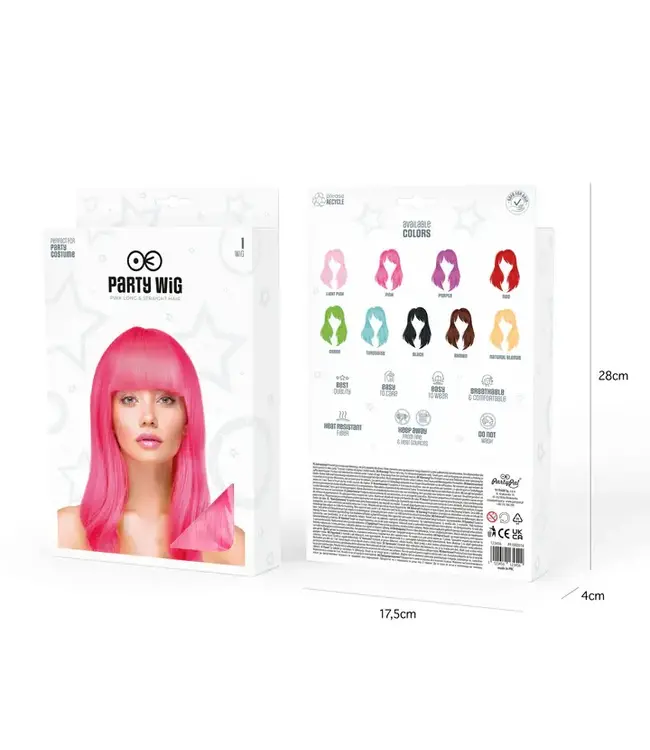 Pruik lang haar | Neon roze
