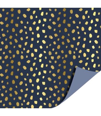KP Cadeaupapier Navyblauw Cheetah Goud | 70cm x 2m | Dubbelzijdig