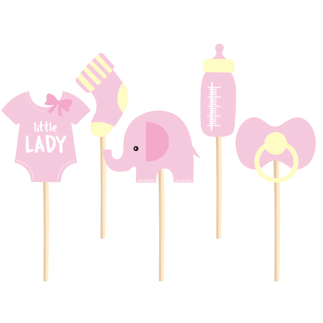 24 stuks taartdecoratie, 6 motief beer, taarttopper, voor doop, babyshower, verjaardag, gender reveal, feest (roze
