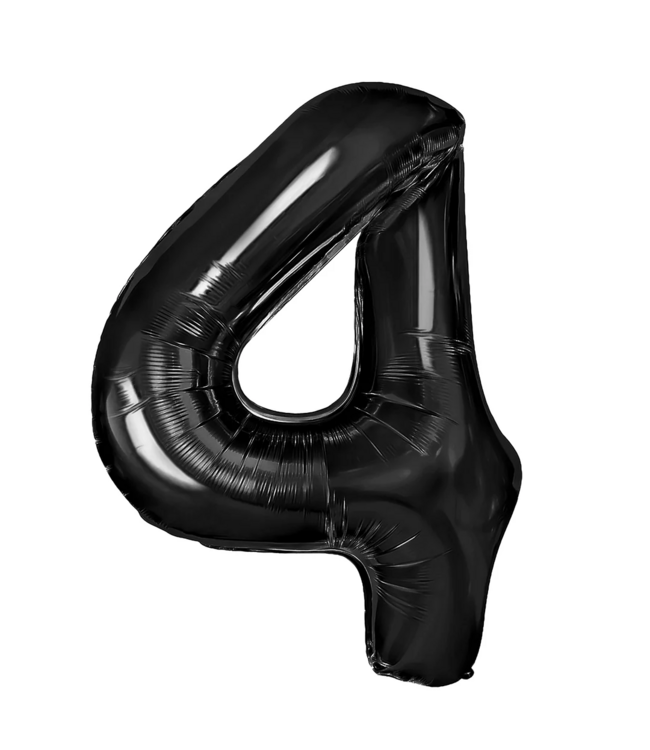 Cijferballon 4 Zwart | 100 cm
