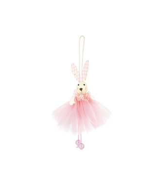 PartyPal Konijn hanger met tutu | Roze | 13 cm