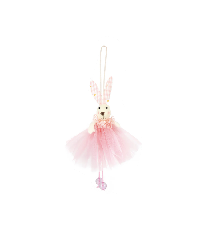Konijn hanger met tutu | Roze | 13 cm
