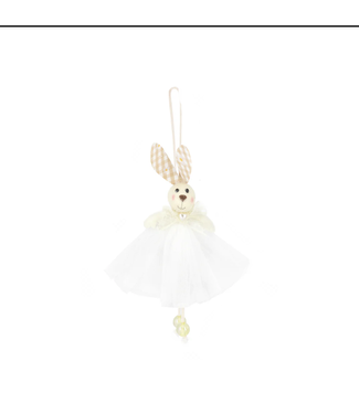 PartyPal OUTLET Konijn hanger met tutu | Wit | 13 cm