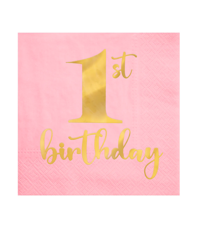 Servetten 1st birthday | Roze & Goud | 10 stuks