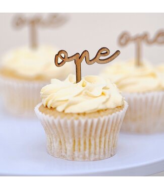 Ginger Ray One houten toppers | 6 stuks