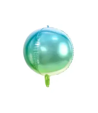 PartyDeco Folieballon orbz | Blauw/Groen | 45 cm