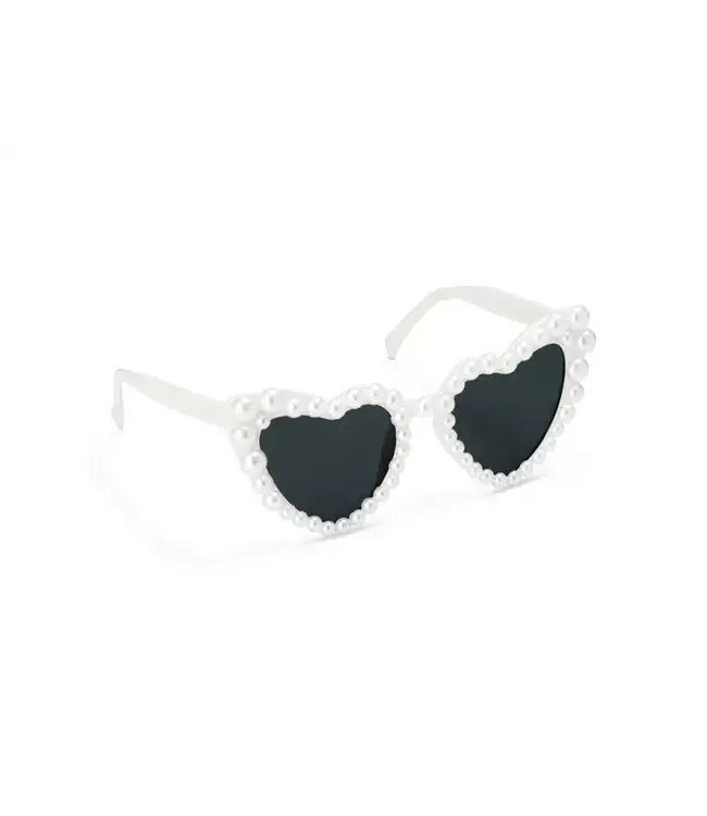 Zonnebril hart parels | Wit