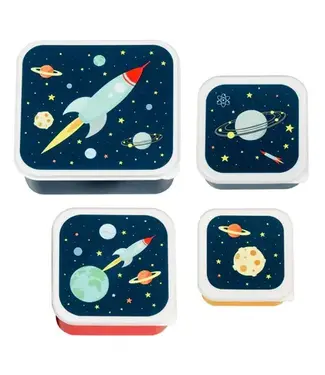 A little lovely company Lunch & snack box set | Ruimte | 4-delig