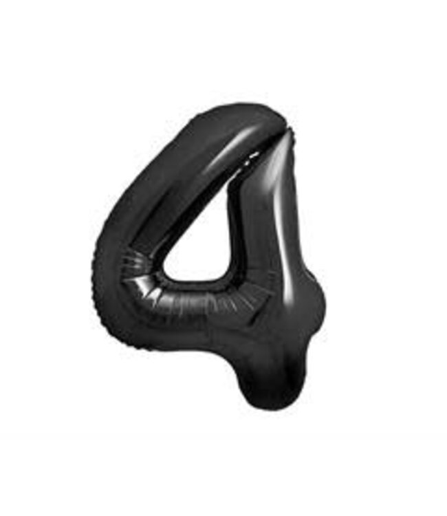 Cijferballon 4 zwart - 86 cm