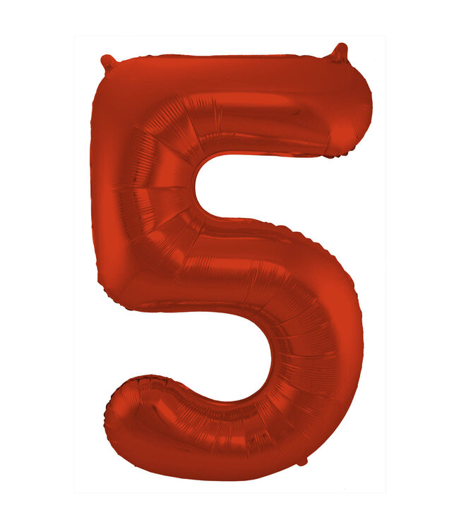 Cijferballon 5 rood | 100 cm
