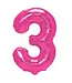Cijferballon 3 | Roze | 100 cm