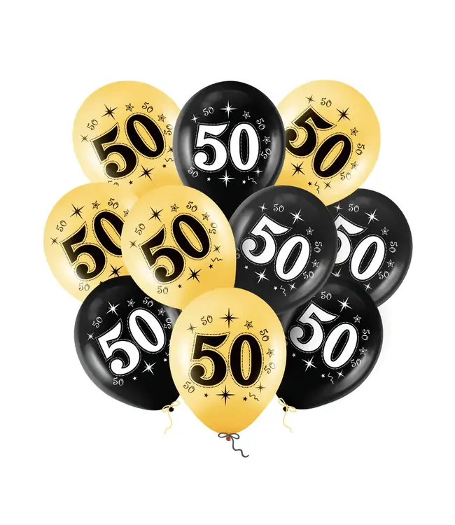 Ballonnen 50 | Goud & Zwart | 10 stuks