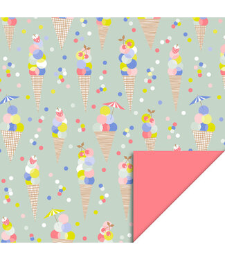 House of Products Cadeaupapier Ice Confetti - Bright Salmon | 70 x 300 cm