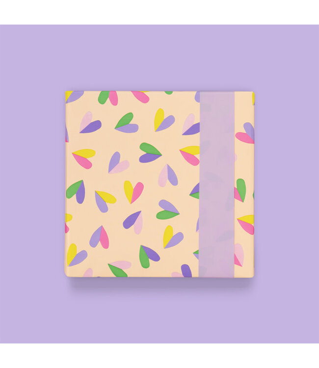 Cadeaupapier Hearts Duo Beige - Lilac | 70 x 300 cm