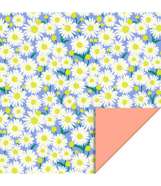 House of Products Cadeaupapier Daisy Blue - Salmon | 70 x 300 cm