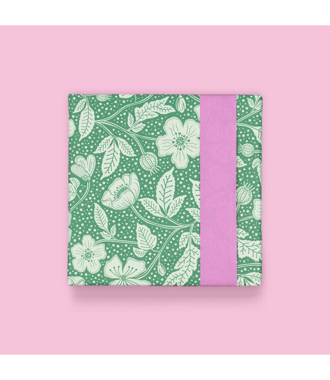 Cadeaupapier Poppy Green - Pink | 70 x 300 cm