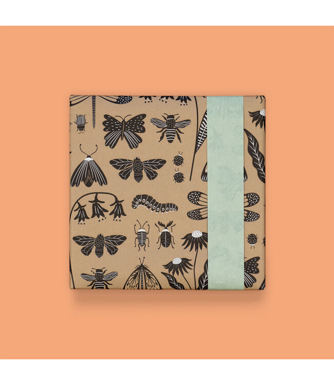 Cadeaupapier Insects Taupe - Pistache | 70 x 300 cm