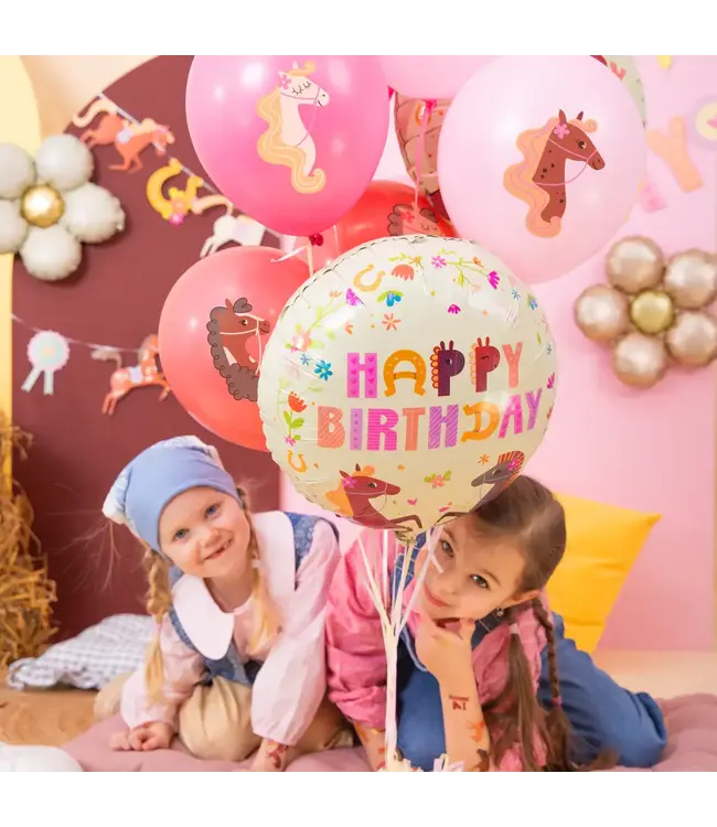 Folieballon Happy birthday paarden | 45 cm
